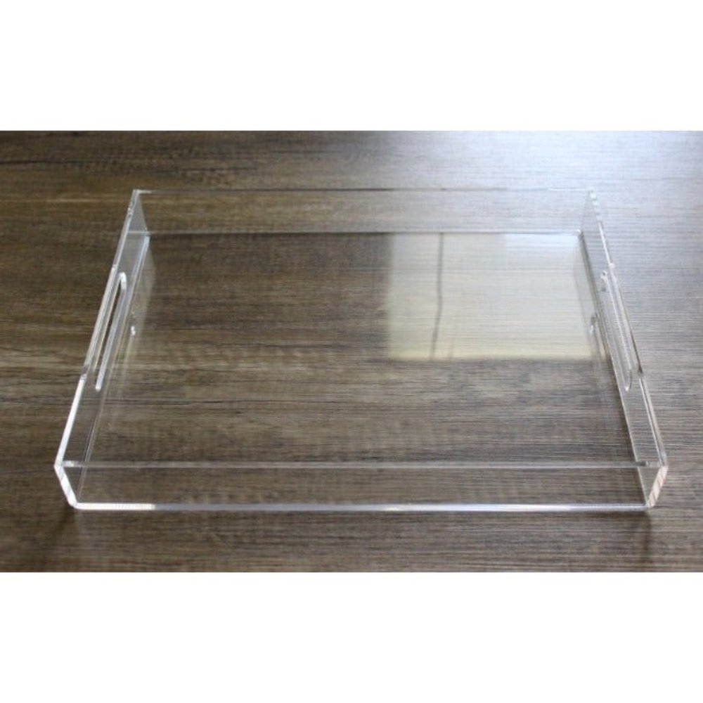 Clear Serving Tray 12x16 Inches -Spill Proof- Acrylic Decorative Tray Organizer